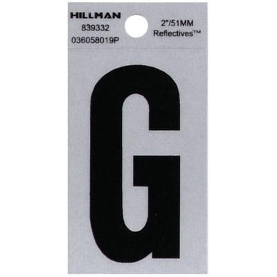 HILLMAN 2 in. Reflective Black Vinyl Self-Adhesive Letter G