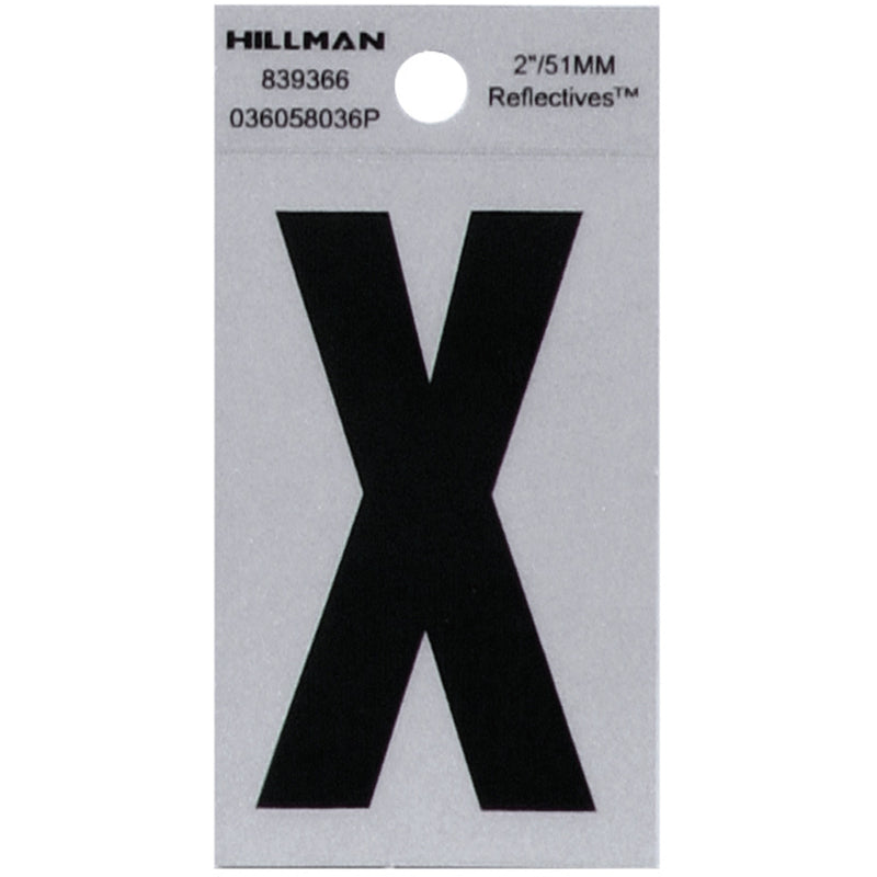 HILLMAN 2 in. Reflective Black Vinyl Self-Adhesive Letter X