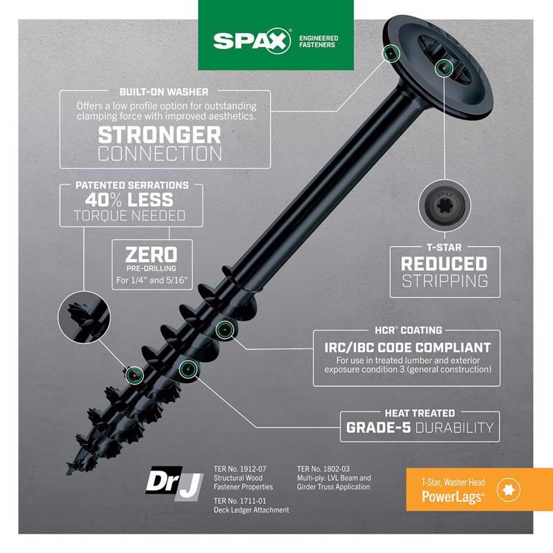 SPAX PowerLag 1/4 in. in. X 3-1/2 in. L T-30 Washer Head Serrated Structural Screws