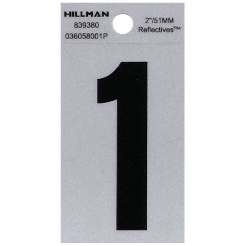 HILLMAN 2 in. Reflective Black Polyester Film Self-Adhesive Number 1