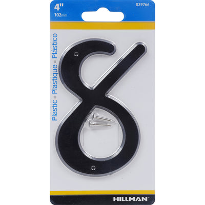 HILLMAN 4 in. Black Plastic Nail-On Number 8