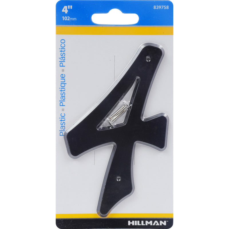 HILLMAN 4 in. Black Plastic Nail-On Number 4