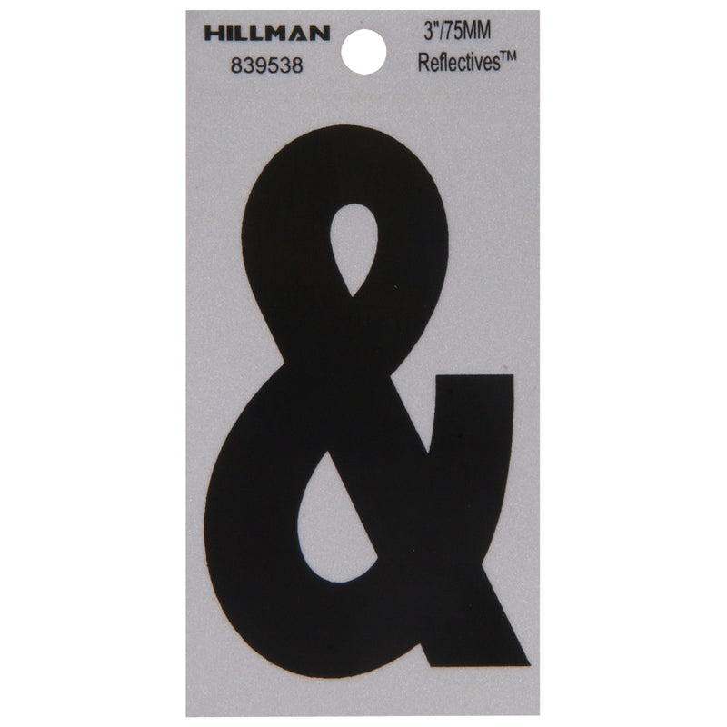 HILLMAN 3 in. Reflective Black Vinyl Self-Adhesive Special Character Ampersand