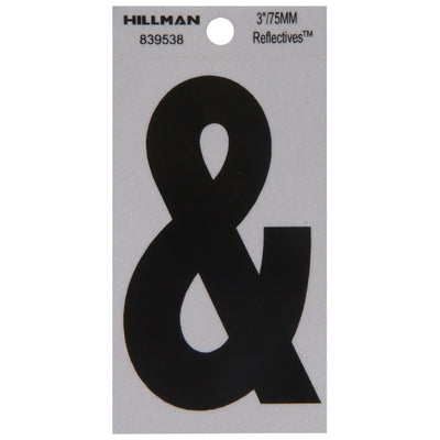 HILLMAN 3 in. Reflective Black Vinyl Self-Adhesive Special Character Ampersand