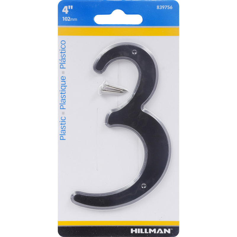 HILLMAN 4 in. Black Plastic Nail-On Number 3