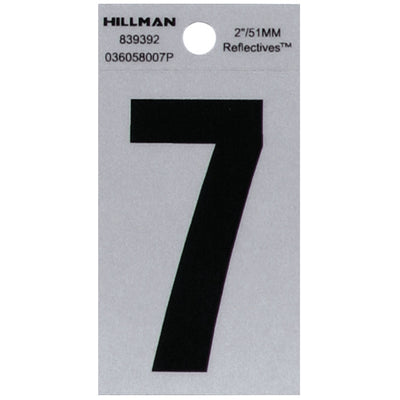 HILLMAN 2 in. Reflective Black Vinyl Self-Adhesive Number 7