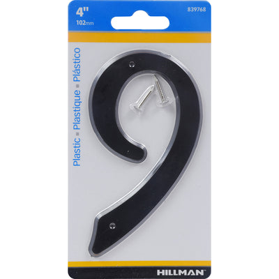 HILLMAN 4 in. Black Plastic Nail-On Number 9