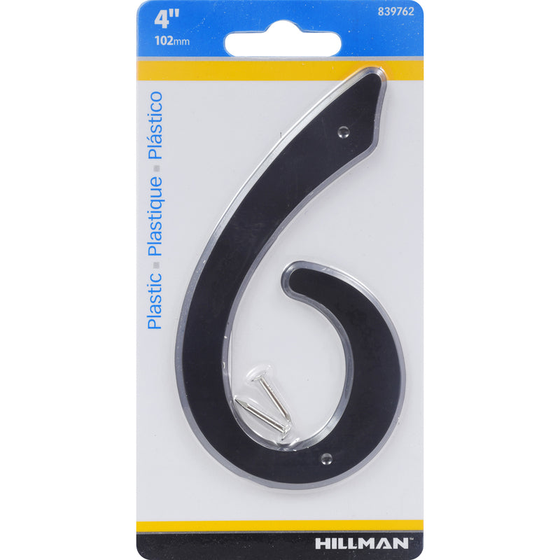 HILLMAN 4 in. Black Plastic Nail-On Number 6