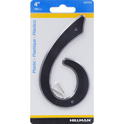 HILLMAN 4 in. Black Plastic Nail-On Number 6