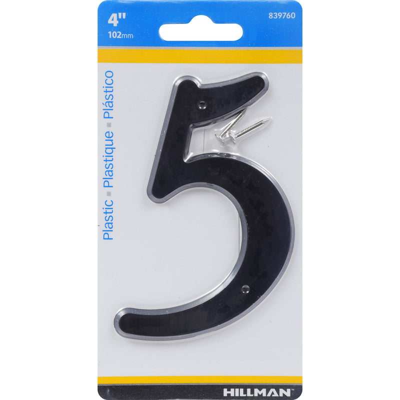 HILLMAN 4 in. Black Plastic Nail-On Number 5