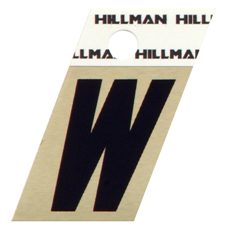 HILLMAN 1.5 in. Black Aluminium Self-Adhesive Letter W