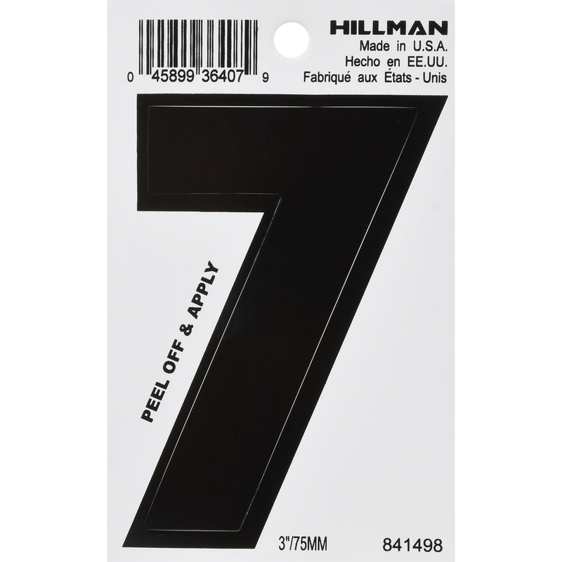 HILLMAN 3 in. Black Vinyl Self-Adhesive Number 7