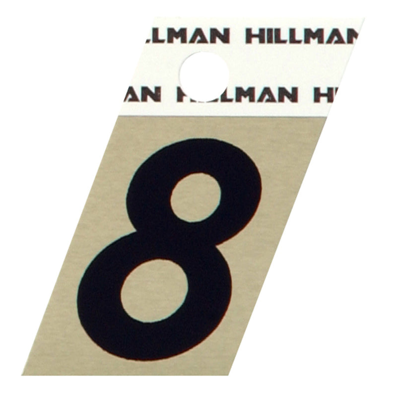 HILLMAN 1.5 in. Reflective Black Aluminum Self-Adhesive Number 8