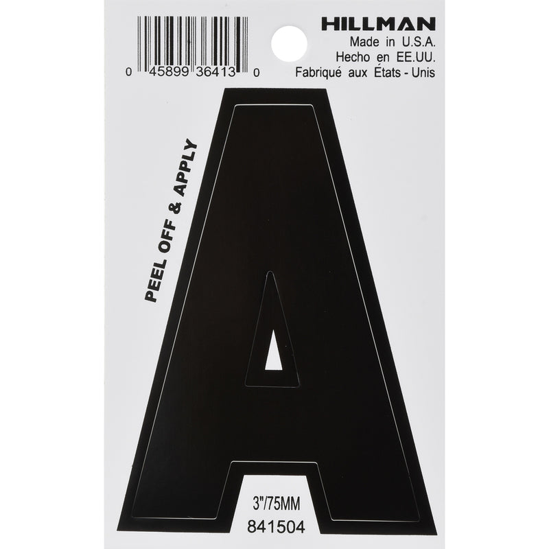 HILLMAN 3 in. Black Vinyl Self-Adhesive Letter A