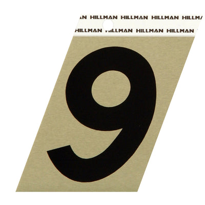 HILLMAN 3 in. Reflective Black Vinyl Self-Adhesive Number 9