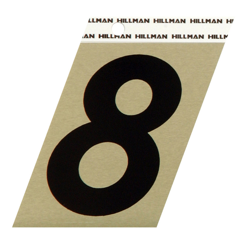 HILLMAN 3 in. Reflective Black Vinyl Self-Adhesive Number 8