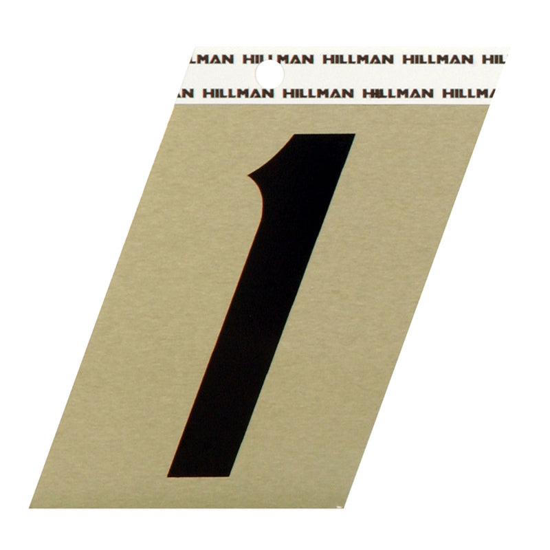 HILLMAN 3 in. Reflective Black Vinyl Self-Adhesive Number 1