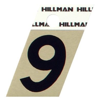 HILLMAN 1.5 in. Reflective Black Aluminum Self-Adhesive Number 9