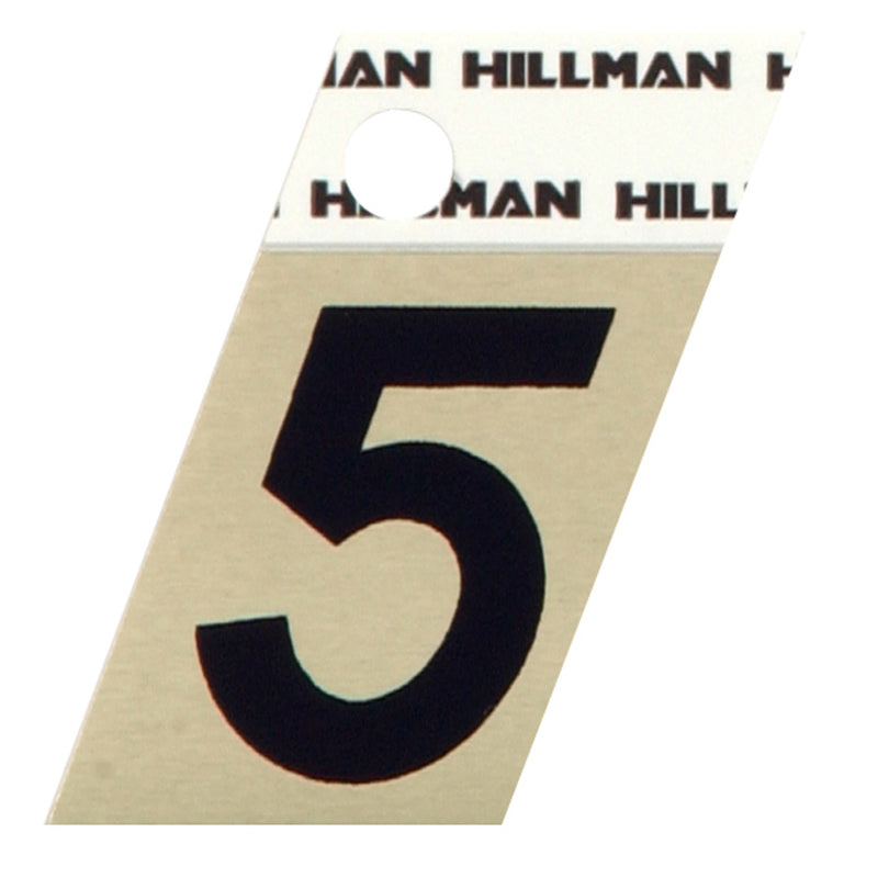 HILLMAN 1.5 in. Reflective Black Aluminum Self-Adhesive Number 5