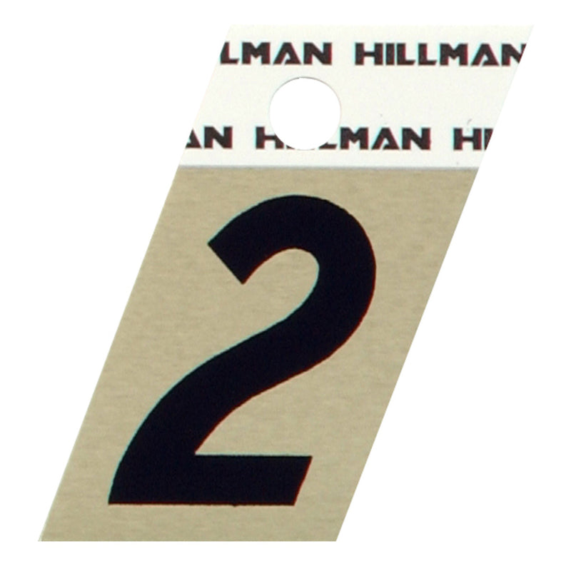 HILLMAN 1.5 in. Reflective Black Aluminum Self-Adhesive Number 2