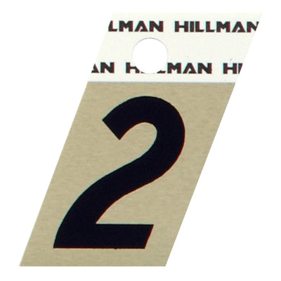 HILLMAN 1.5 in. Reflective Black Aluminum Self-Adhesive Number 2