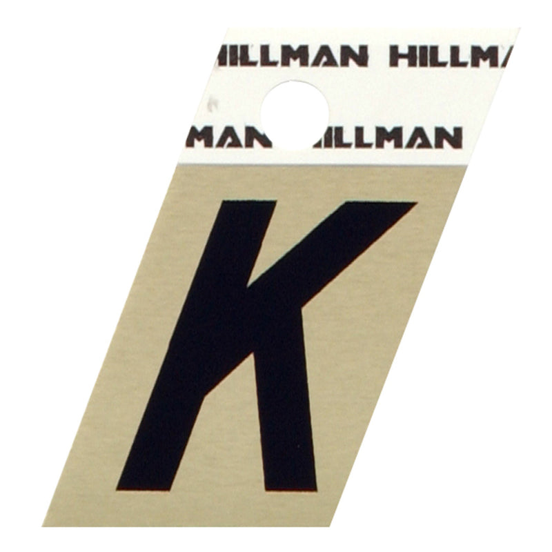 HILLMAN 1.5 in. Black Aluminum Self-Adhesive Letter K