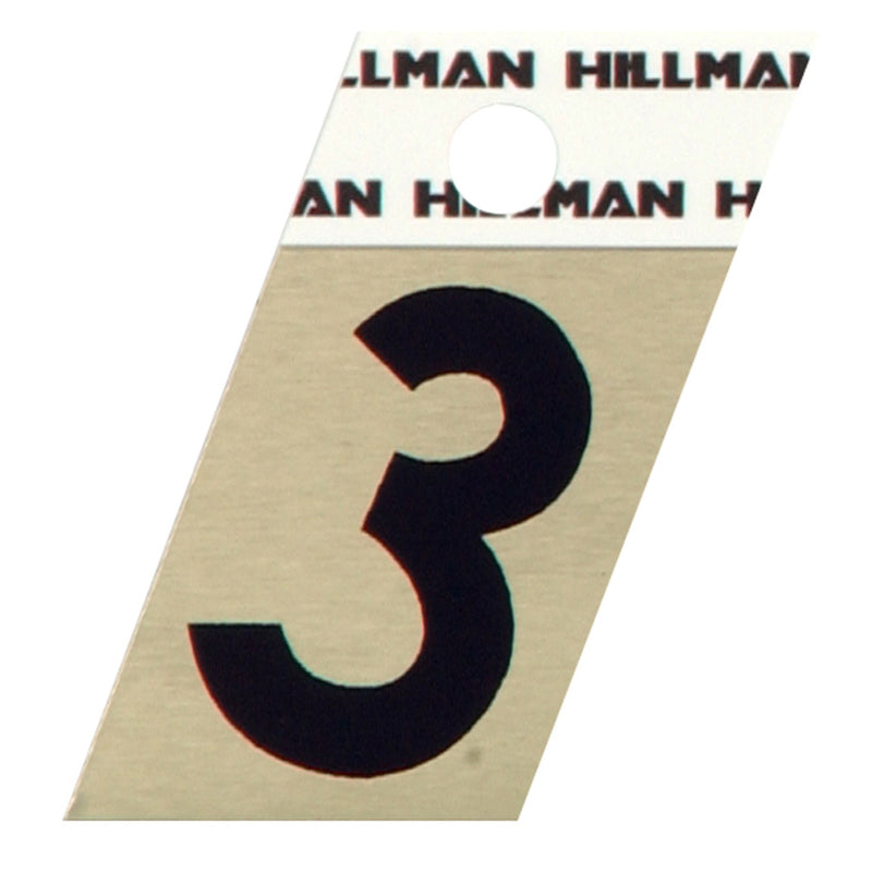 HILLMAN 1.5 in. Reflective Black Aluminum Self-Adhesive Number 3