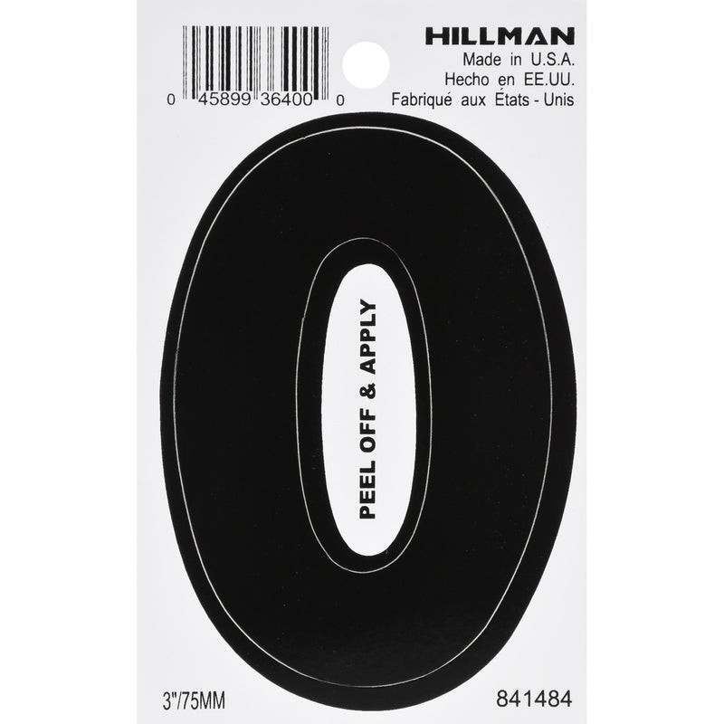 HILLMAN 3 in. Black Vinyl Self-Adhesive Number 0