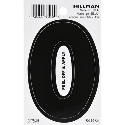 HILLMAN 3 in. Black Vinyl Self-Adhesive Number 0