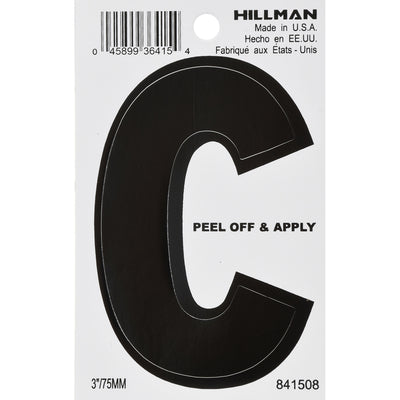 HILLMAN 3 in. Black Vinyl Self-Adhesive Letter C