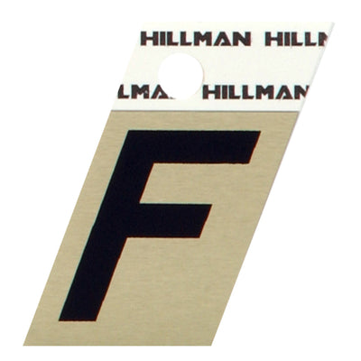 HILLMAN 1.5 in. Reflective Black Aluminum Self-Adhesive Letter F