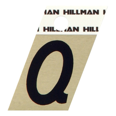 HILLMAN 1.5 in. Reflective Black Aluminum Self-Adhesive Letter Q