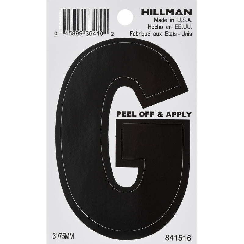 HILLMAN 3 in. Black Vinyl Self-Adhesive Letter G