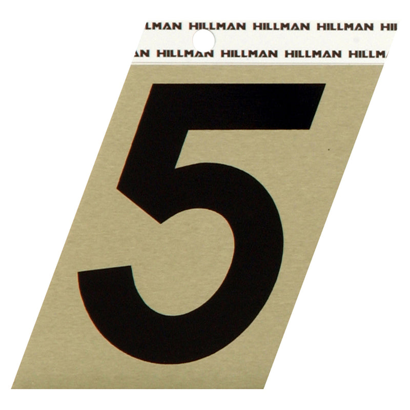 HILLMAN 3 in. Reflective Black Vinyl Self-Adhesive Number 5