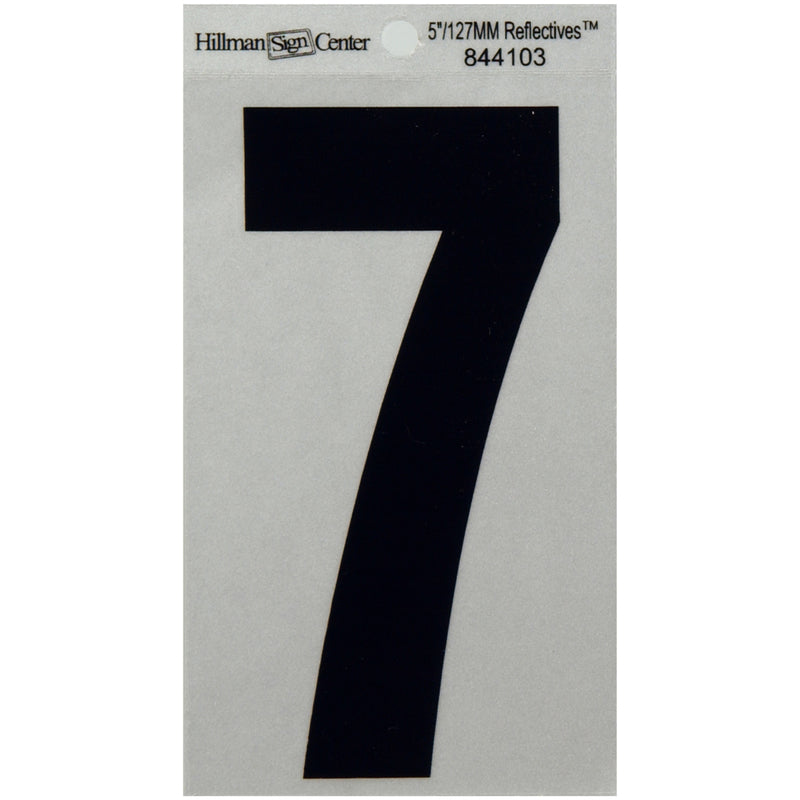 HILLMAN 5 in. Reflective Black Vinyl Self-Adhesive Number 7