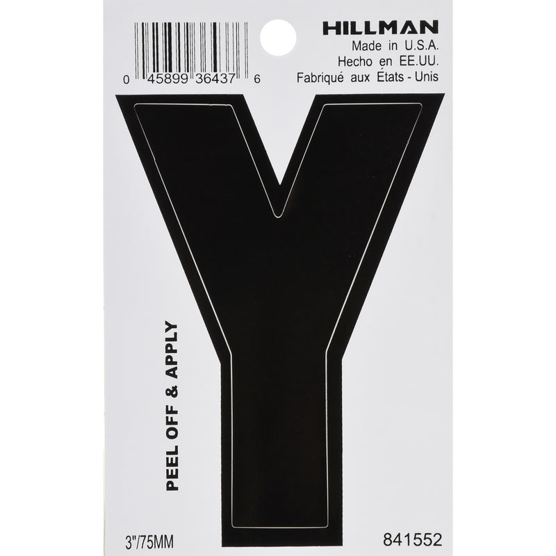 HILLMAN 3 in. Black Vinyl Self-Adhesive Letter Y