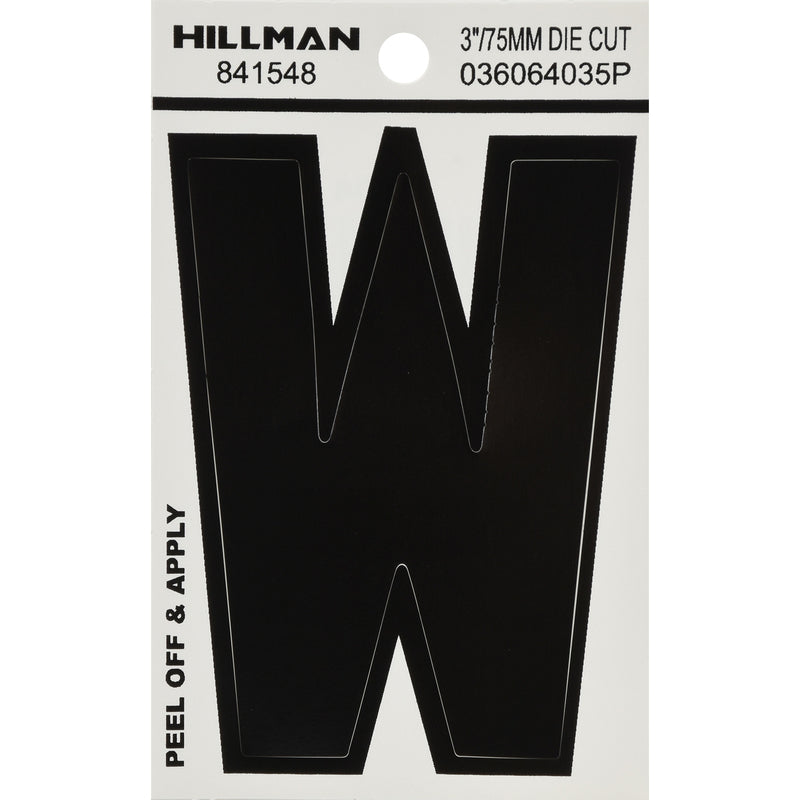 HILLMAN 3 in. Black Vinyl Self-Adhesive Letter W