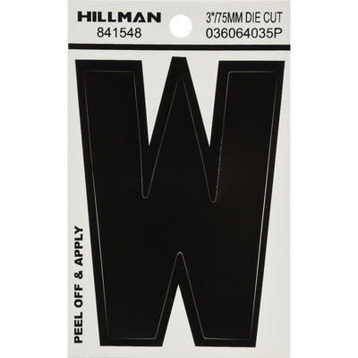 HILLMAN 3 in. Black Vinyl Self-Adhesive Letter W