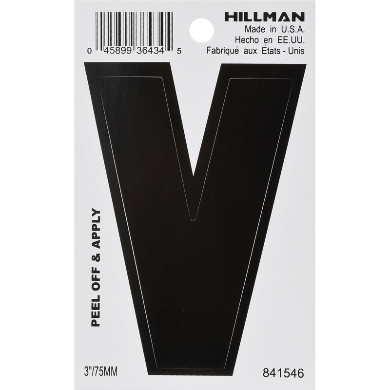 HILLMAN 3 in. Black Vinyl Self-Adhesive Letter V