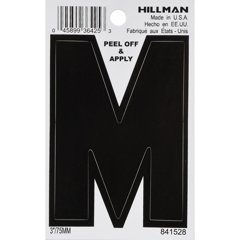 HILLMAN 3 in. Black Vinyl Self-Adhesive Letter M