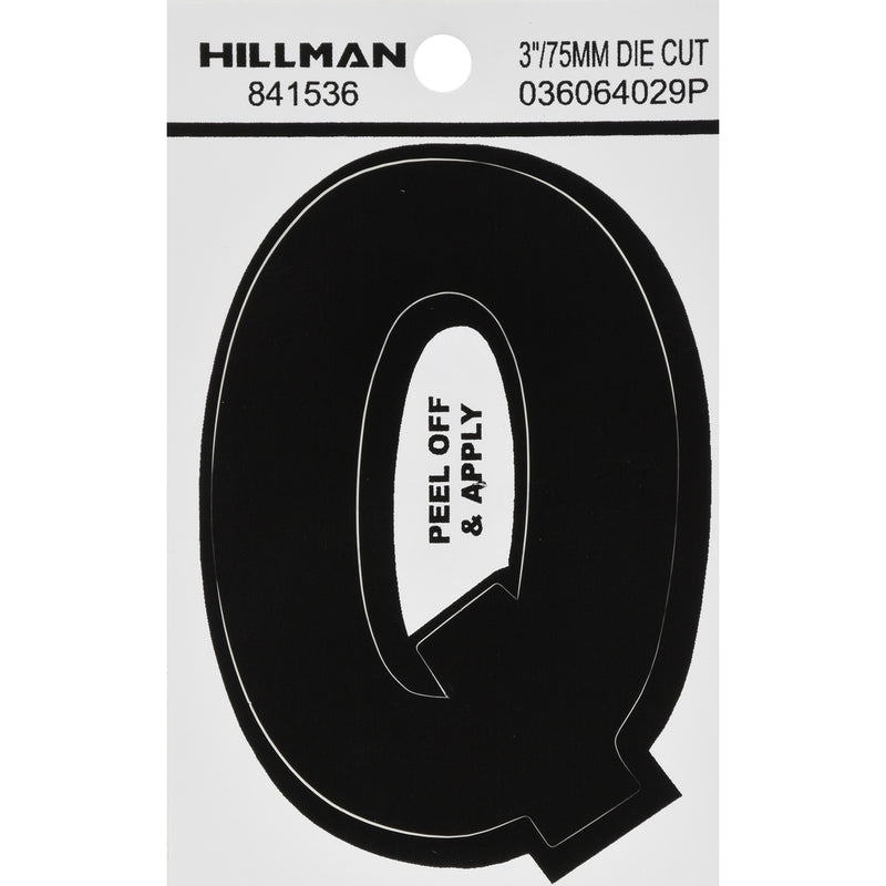 HILLMAN 3 in. Black Vinyl Self-Adhesive Letter Q