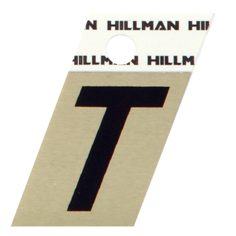 HILLMAN 1.5 in. Reflective Black Aluminum Self-Adhesive Letter T