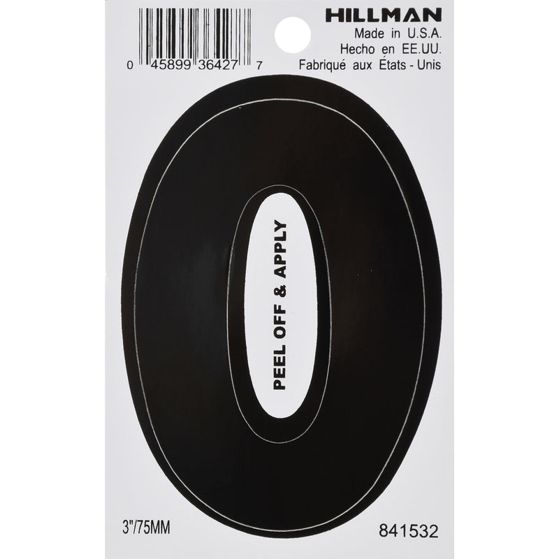 HILLMAN 3 in. Black Vinyl Self-Adhesive Letter O