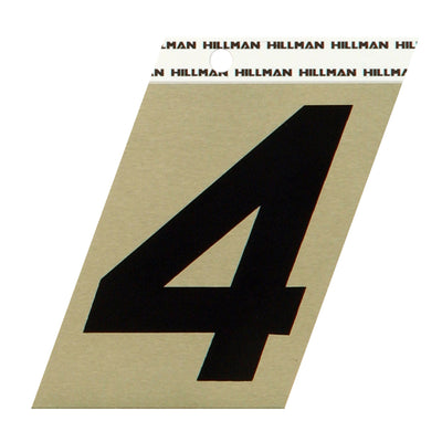 HILLMAN 3 in. Reflective Black Aluminum Self-Adhesive Number 4