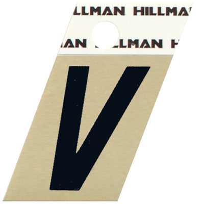 HILLMAN 1.5 in. Black Aluminum Self-Adhesive Letter V
