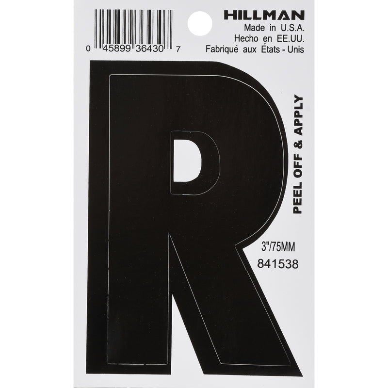 HILLMAN 3 in. Black Vinyl Self-Adhesive Letter R
