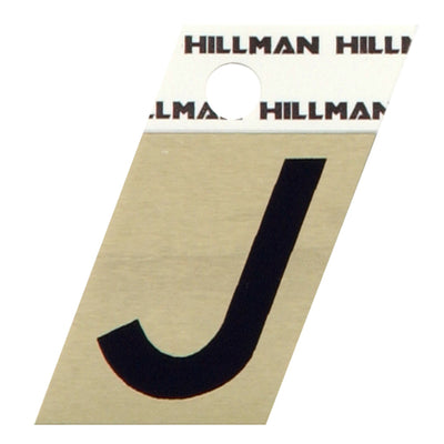 HILLMAN 1.5 in. Black Aluminum Self-Adhesive Letter J
