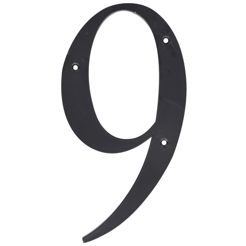 HILLMAN 6 in. Reflective Black Plastic Nail-On Number 9