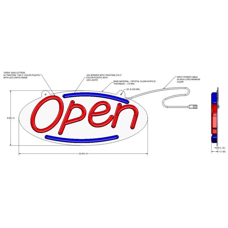 HILLMAN English Clear Open/Close Sign 9.88 in. H X 22 in. W