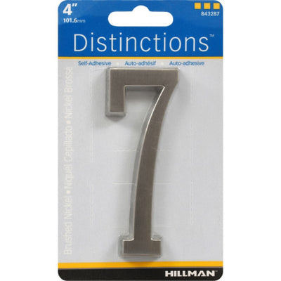 HILLMAN Distinctions 4 in. Silver Zinc Die-Cast Self-Adhesive Number 7
